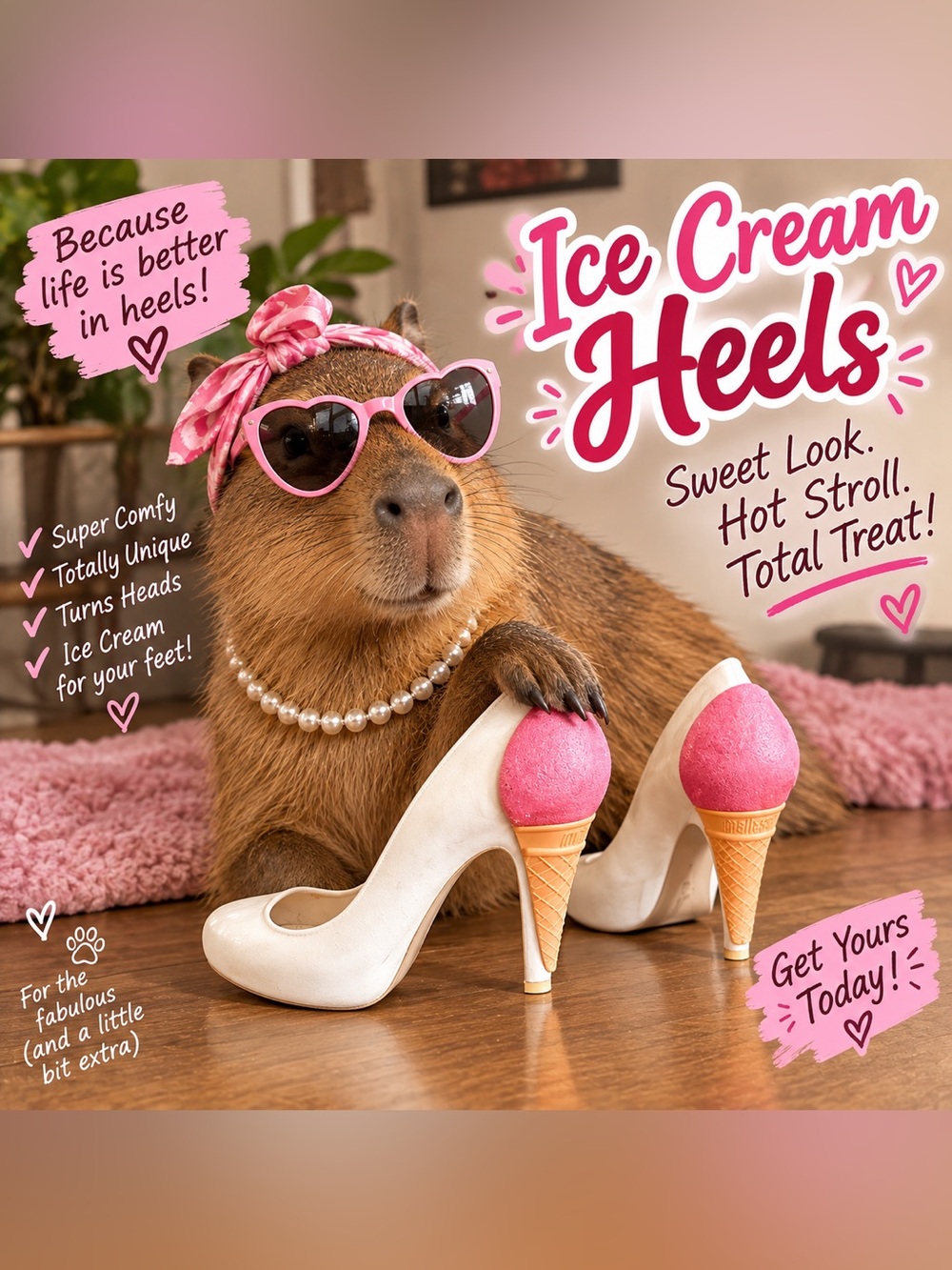 Karl Lagerfeld x Melissa White Pump with Pink Ice Cream Detail Heel